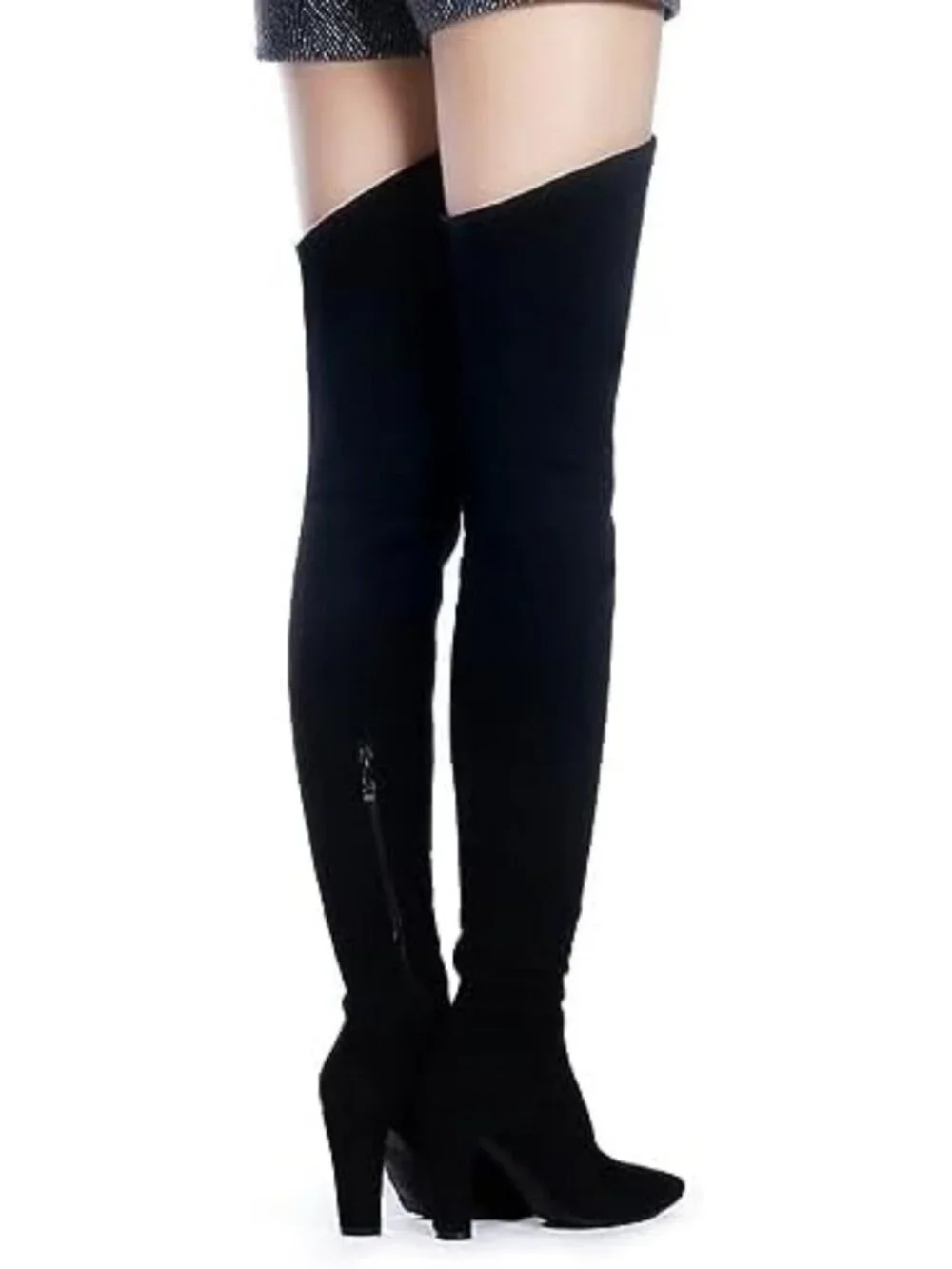 Stylish Over-the-Knee Chunky Heel Boots for Women | Stretch Suede Thigh High
